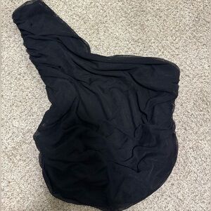 Black One-Shoulder Mesh Top